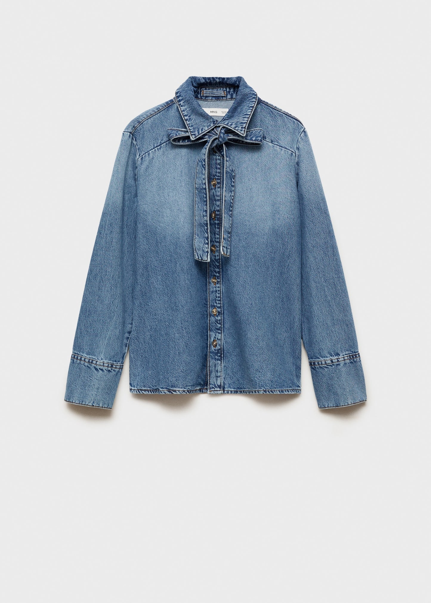 Denim shirt with bow