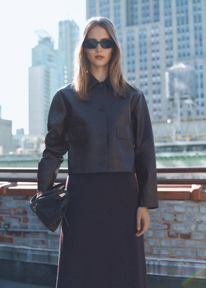 Leather-effect jacket with pockets