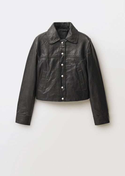 Lapels leather jacket