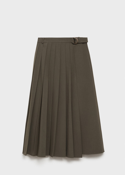 Pleated skirt with belt