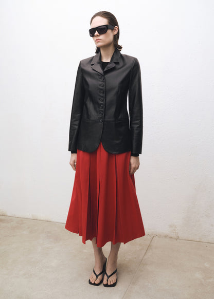 Wool-blend pleated skirt