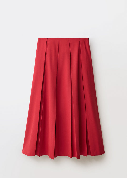 Wool-blend pleated skirt