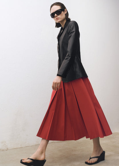 Wool-blend pleated skirt