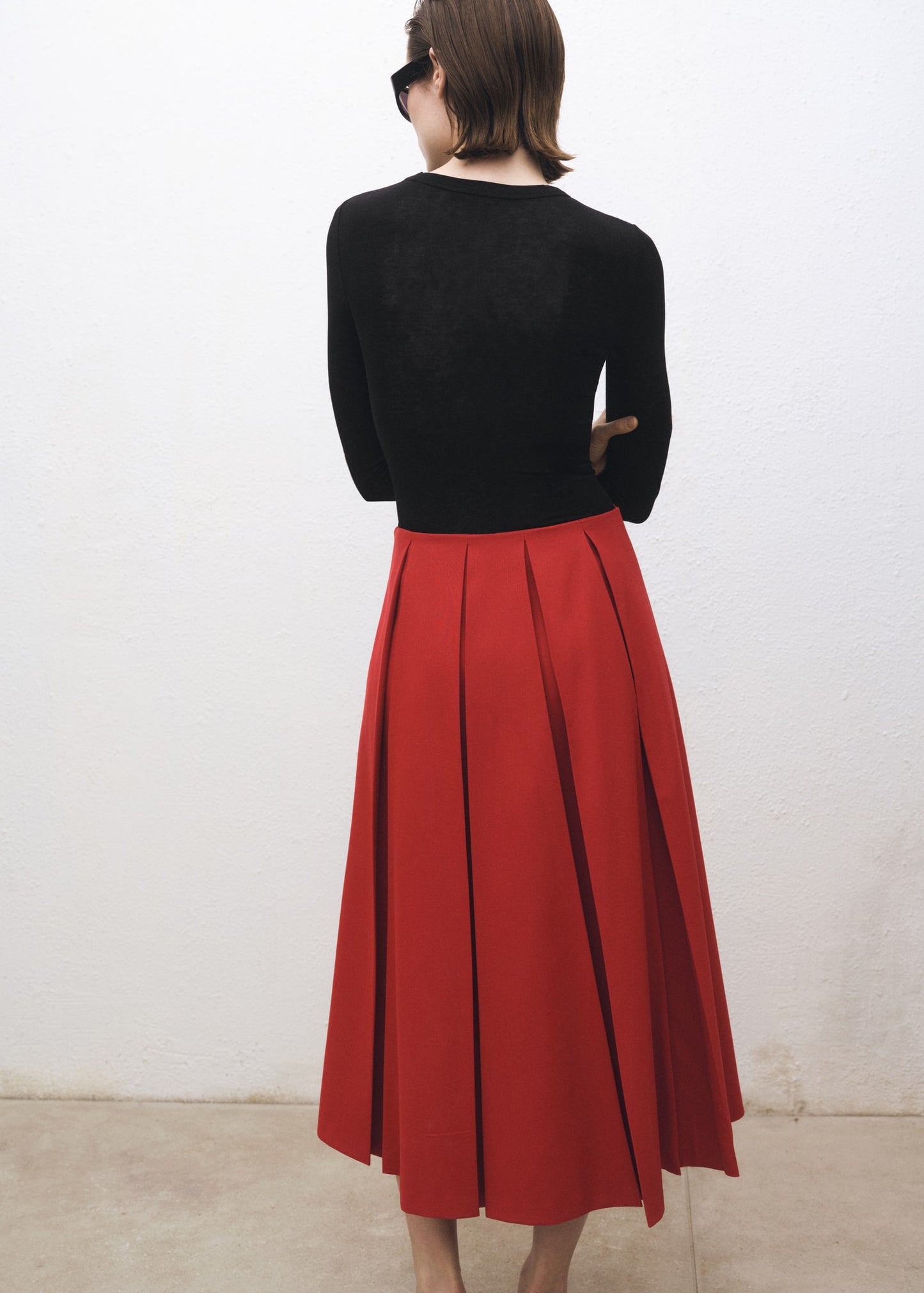 Wool-blend pleated skirt