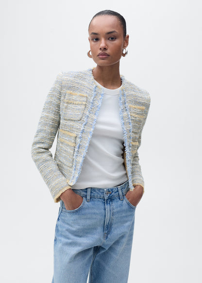 Tweed jacket with frayed ends