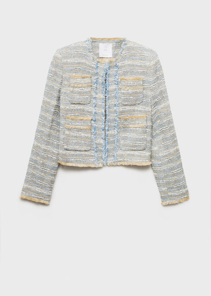 Tweed jacket with frayed ends