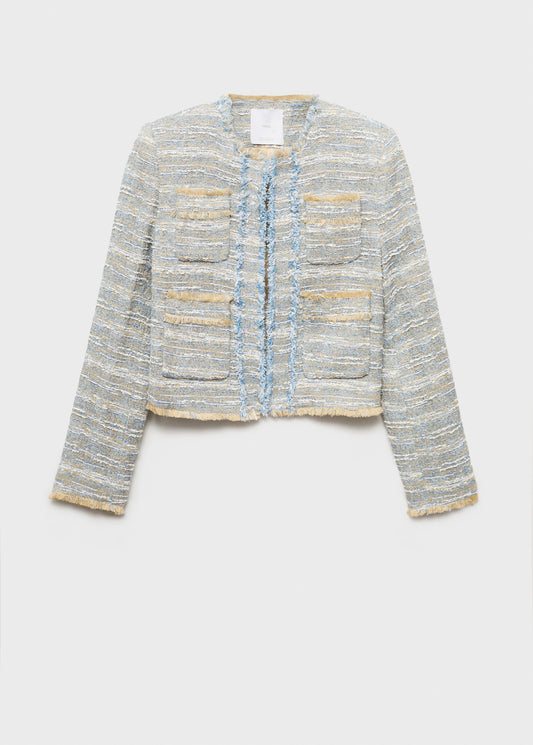 Tweed jacket with frayed ends