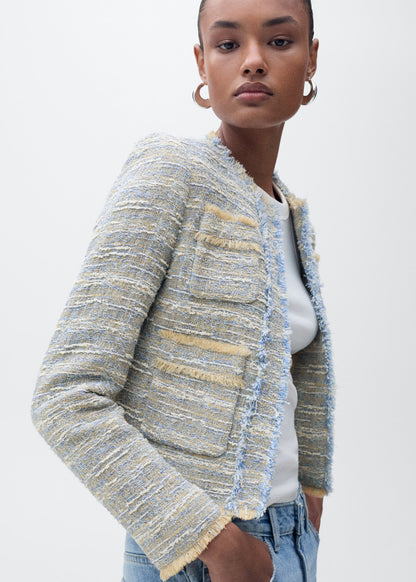 Tweed jacket with frayed ends