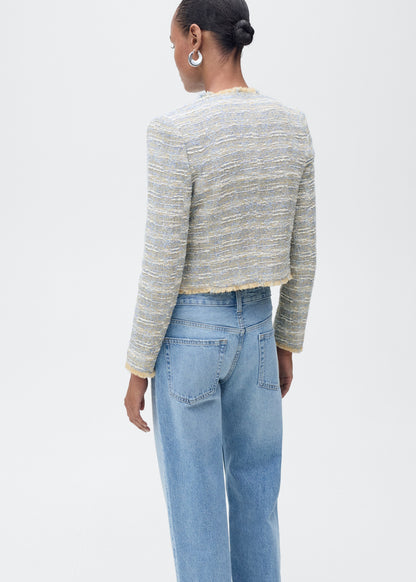 Tweed jacket with frayed ends