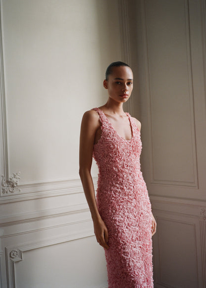 Flower embroidered tulle dress