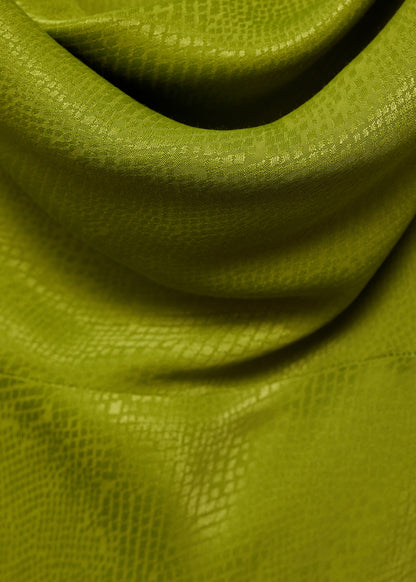 Satin texture dress with draped neck