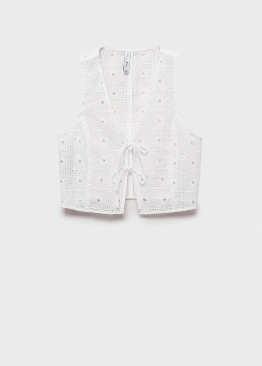Embroidered cotton waistcoat with bows