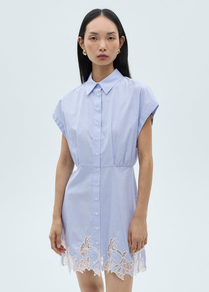 Lace detail shirt dress
