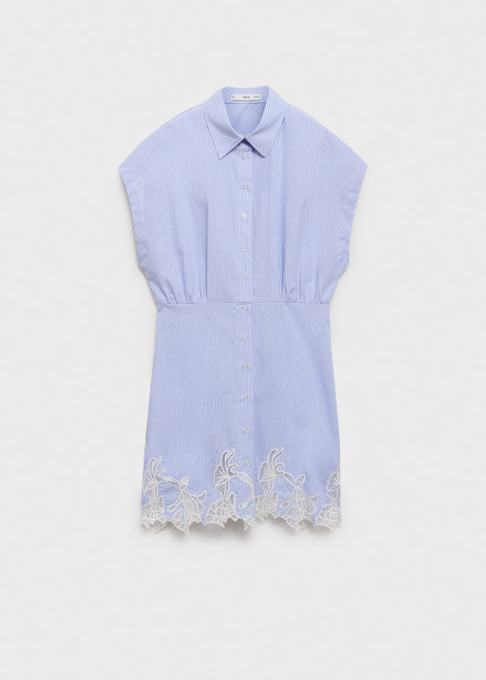 Lace detail shirt dress