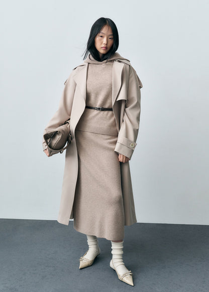 Wool-blend midi-skirt