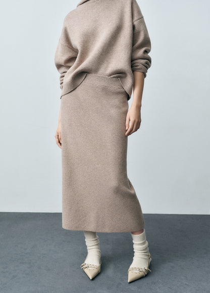 Wool-blend midi-skirt
