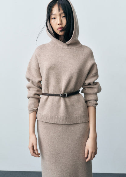 Wool-blend midi-skirt