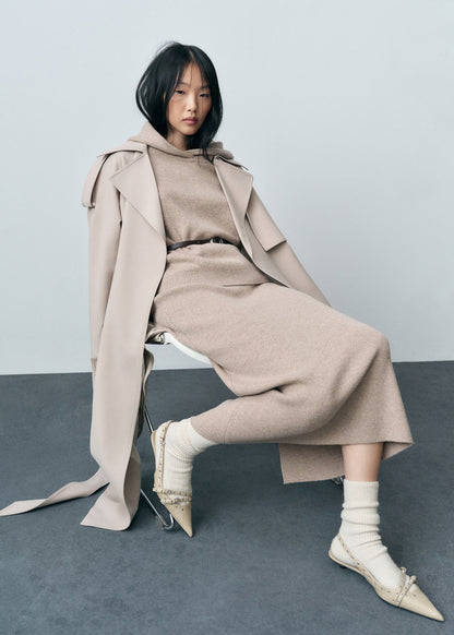 Wool-blend midi-skirt