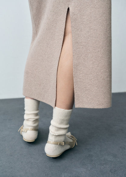 Wool-blend midi-skirt