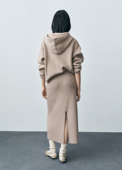 Wool-blend midi-skirt