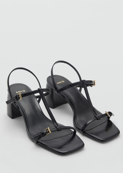 High-heeled sandals with buckle straps