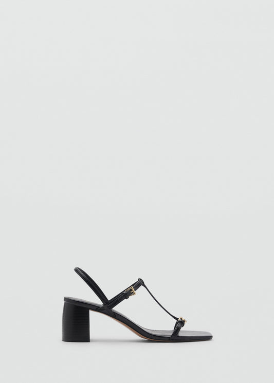 High-heeled sandals with buckle straps