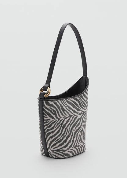 Large zebra-print bucket bag