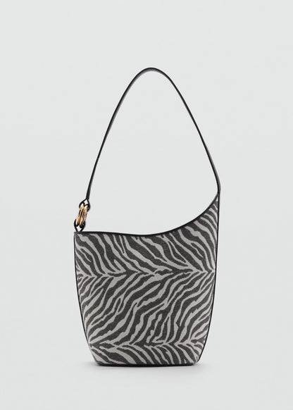 Large zebra-print bucket bag