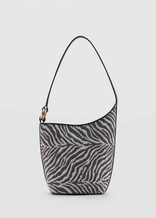 Large zebra-print bucket bag