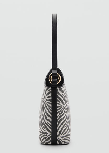 Large zebra-print bucket bag