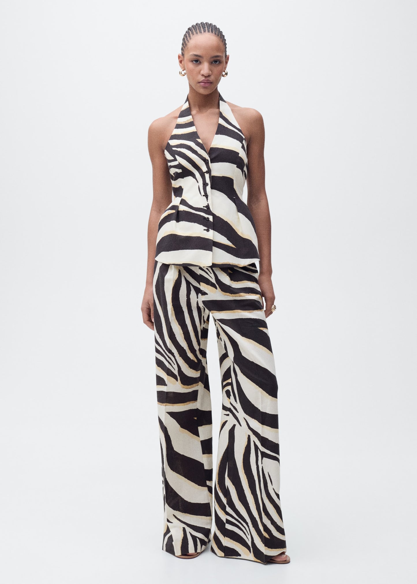 Zebra-print linen-blend waistcoat