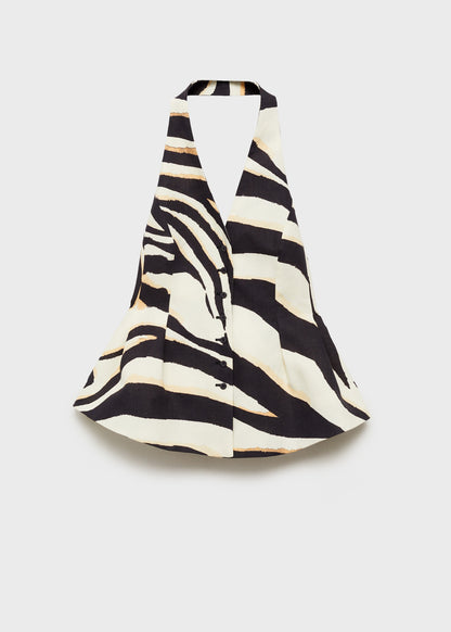 Zebra-print linen-blend waistcoat