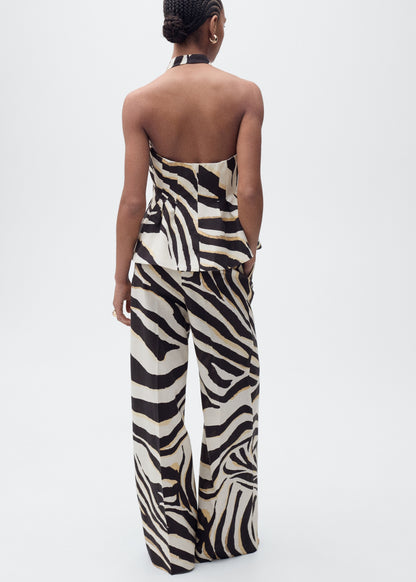 Zebra-print linen-blend waistcoat