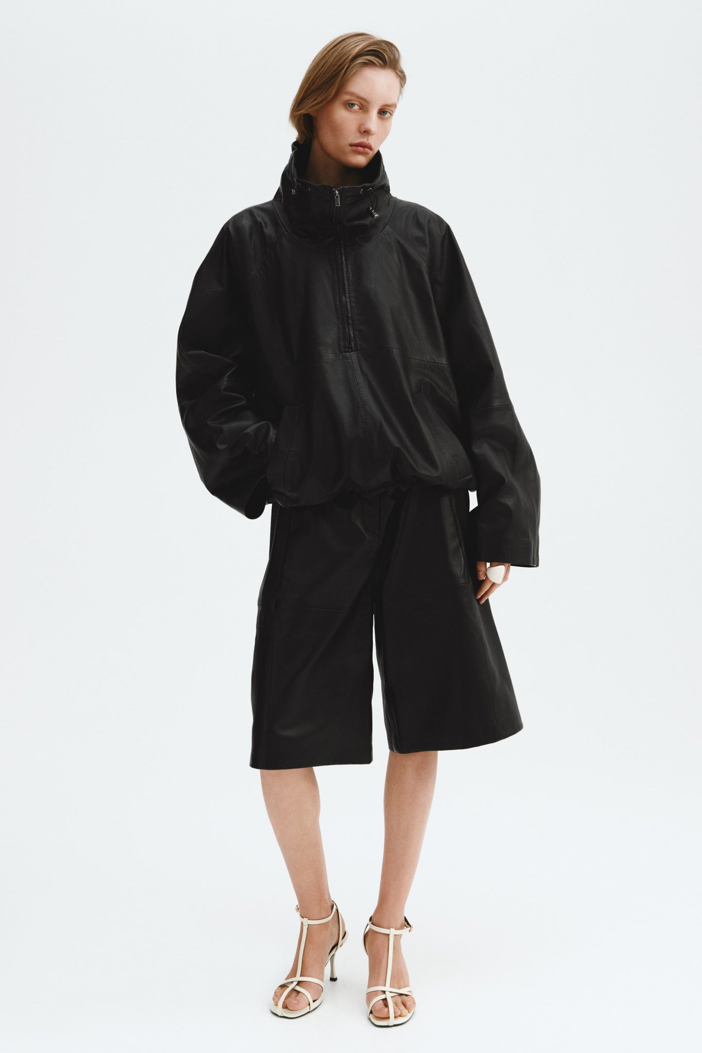 Leather Bermuda shorts