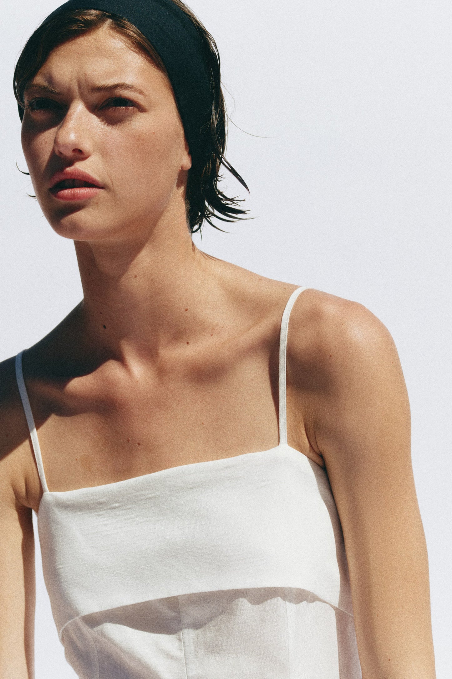 Linen-blend strappy dress