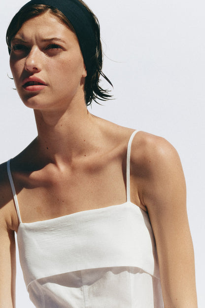 Linen-blend strappy dress