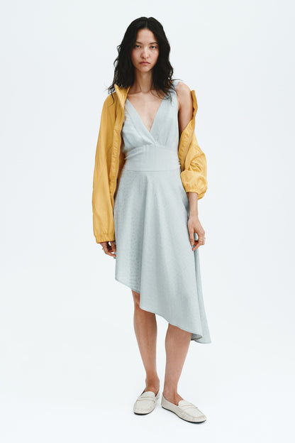 Asymmetric jacquard-weave dress