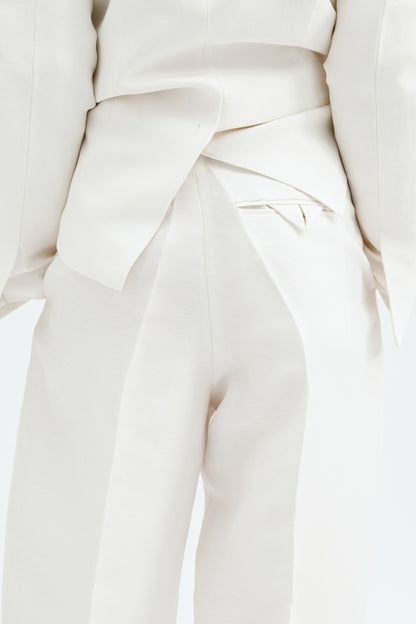 Linen-blend barrel trousers