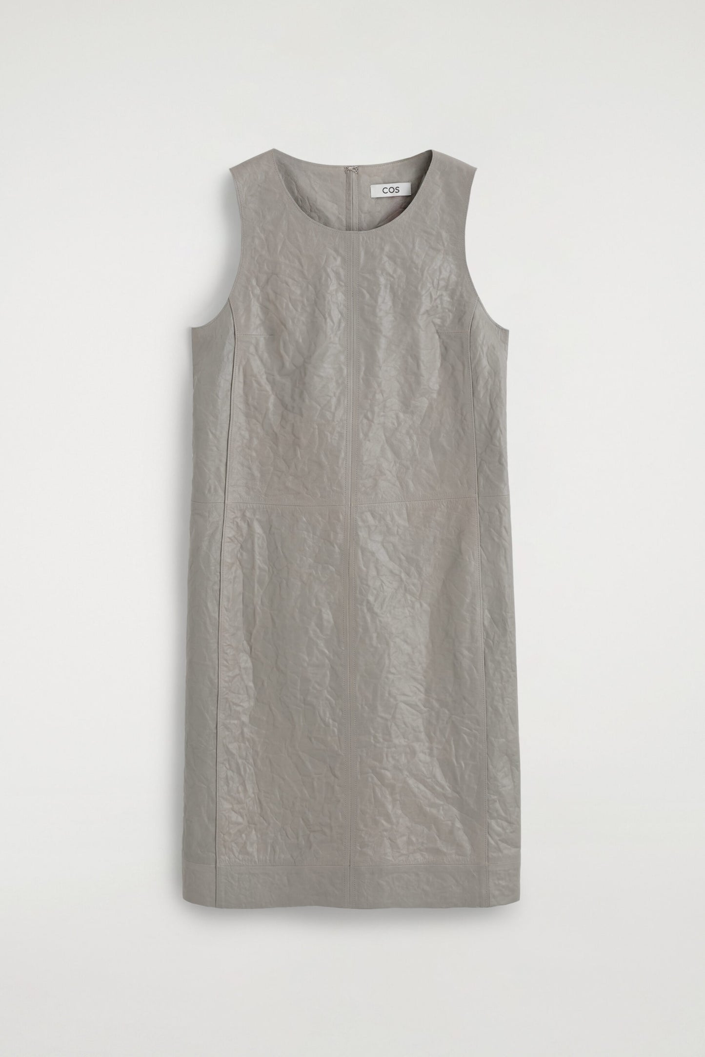 Textured-Leather Shift Dress
