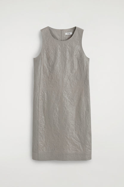 Textured-Leather Shift Dress