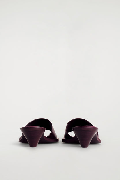 Leather Kitten-Heel Mules
