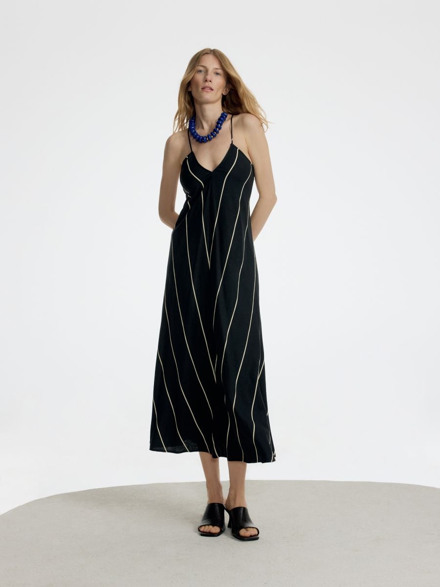 Mini dress with linen blend