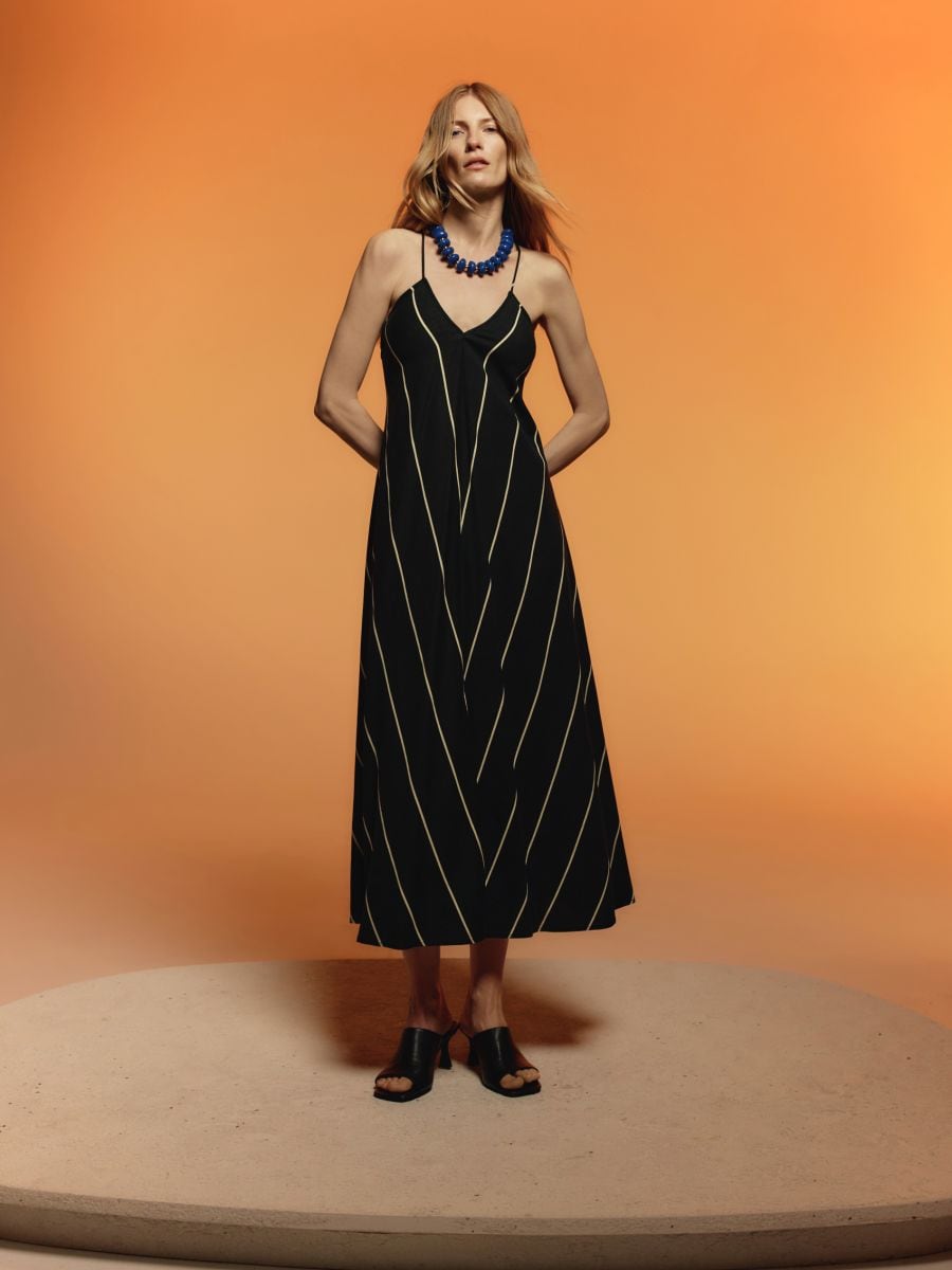 Mini dress with linen blend