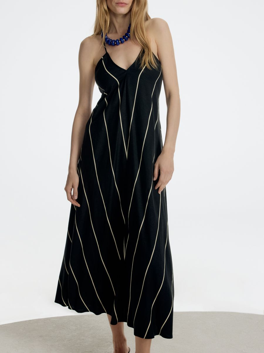 Mini dress with linen blend