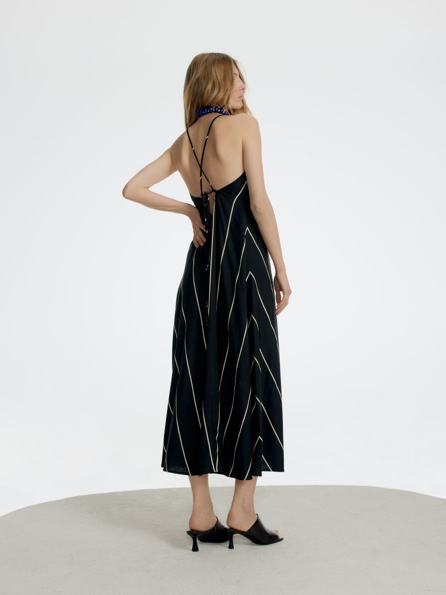 Mini dress with linen blend
