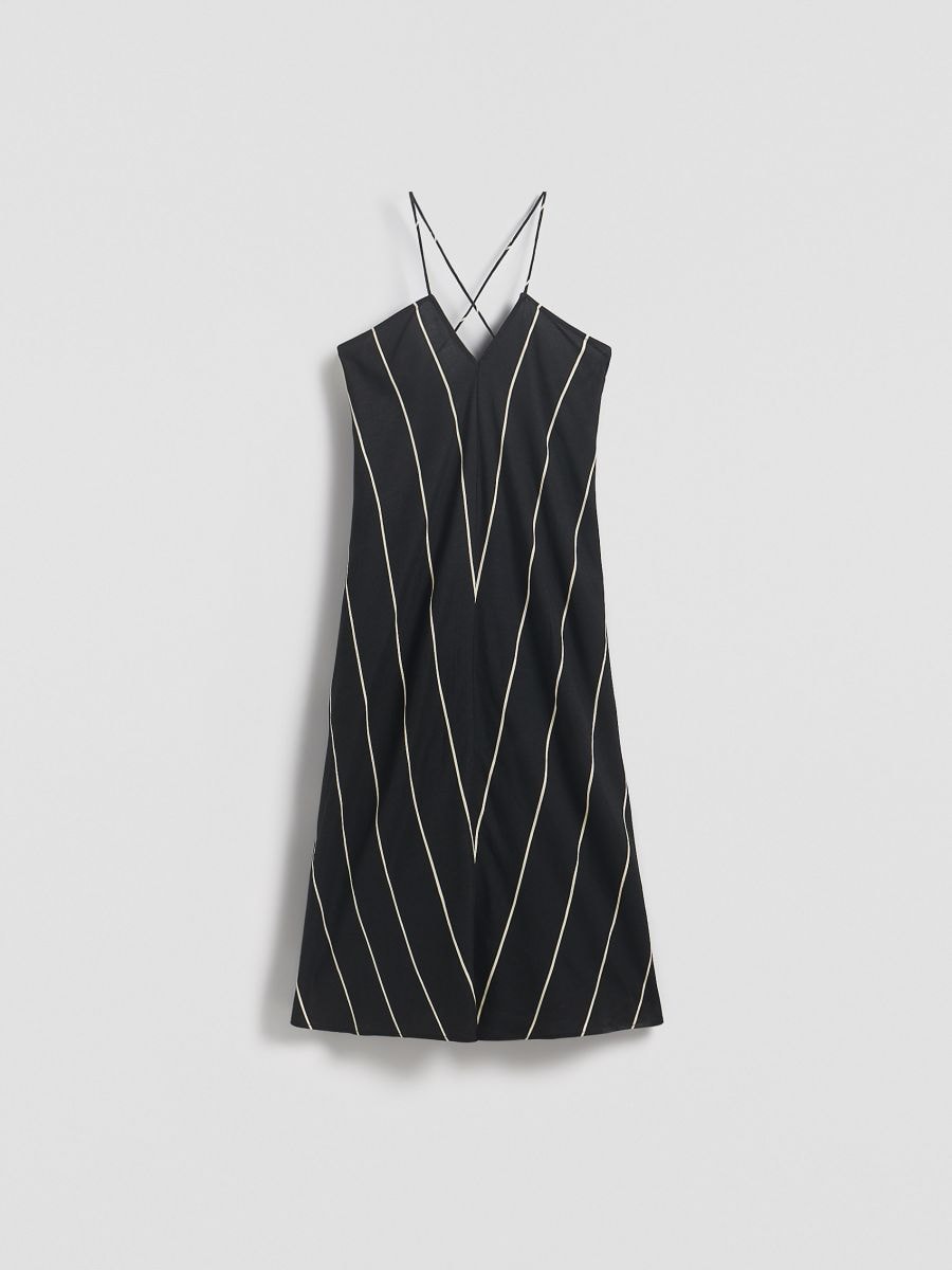 Mini dress with linen blend