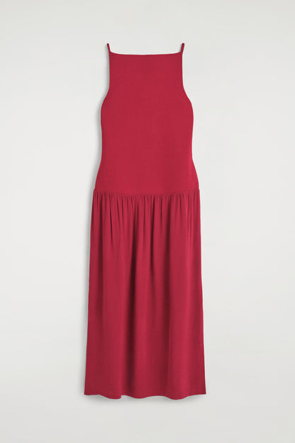 Contrast-Panel Maxi Dress