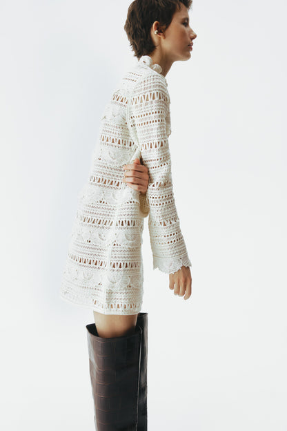 Crochet-look mini dress
