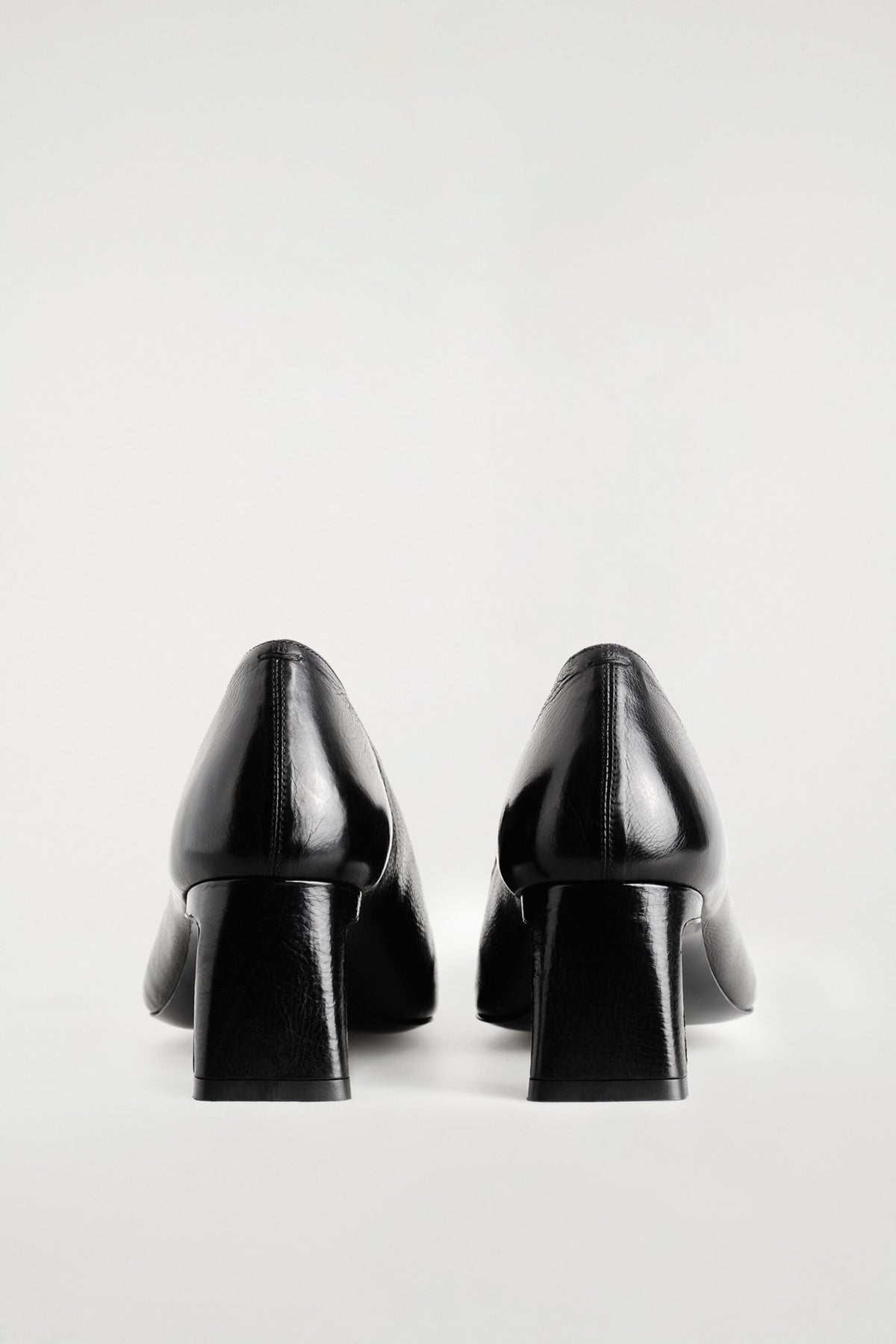 Angular Leather Heeled Loafers