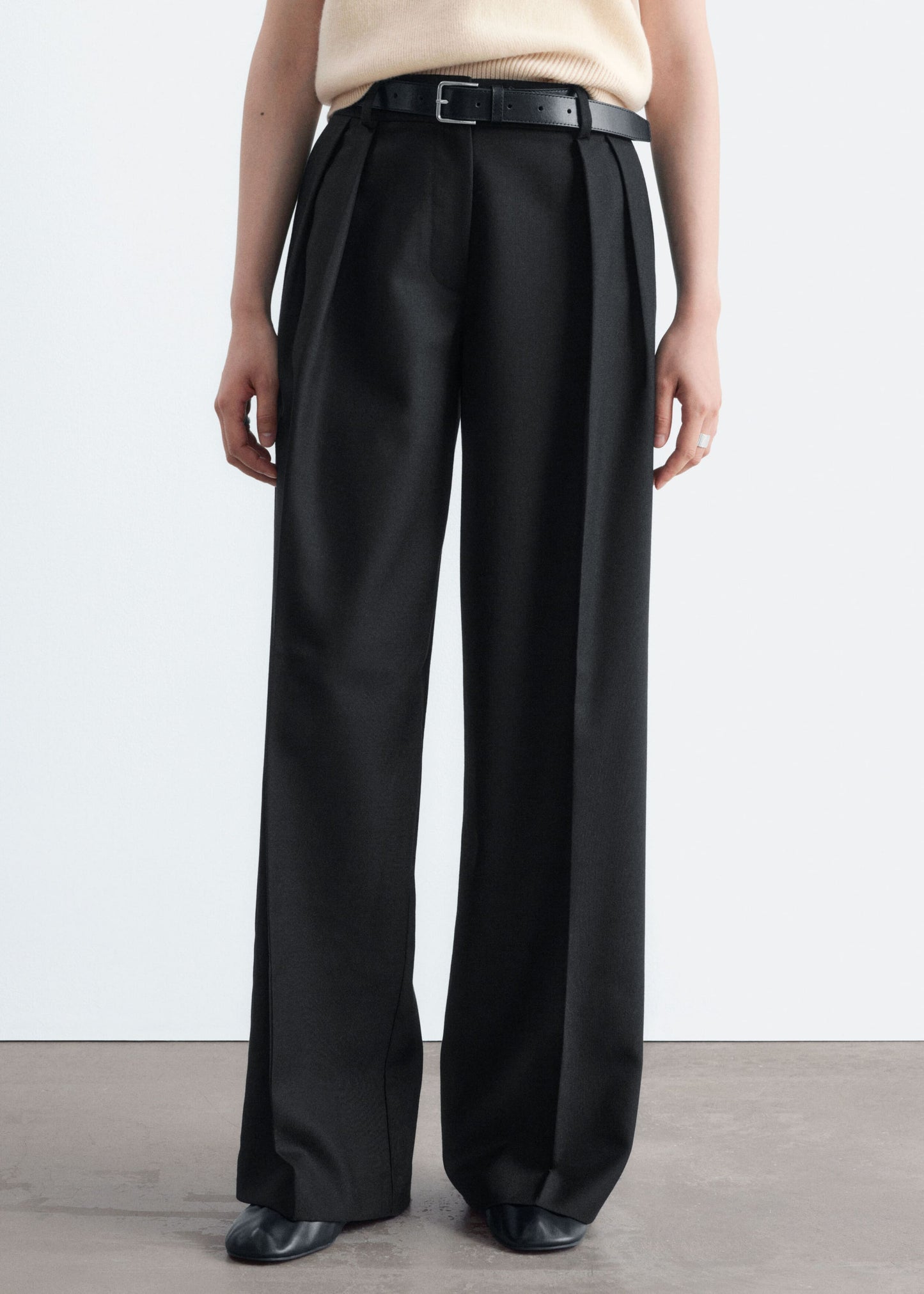 Wool-Blend Tailored Trousers